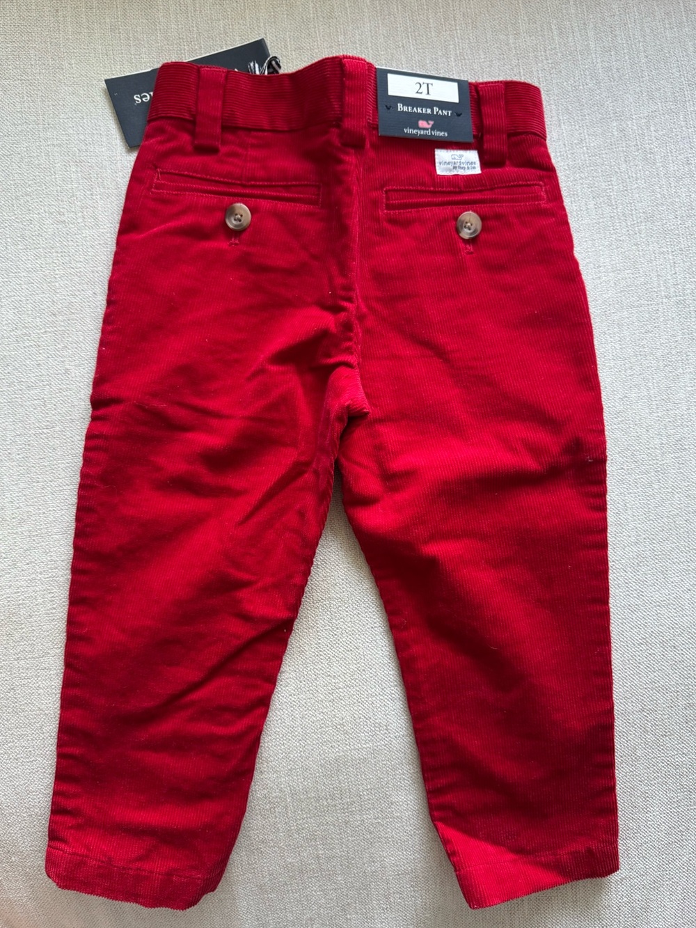 NWT Vineyard Vines Breaker Pants Red Corduroy Toddler Boys 2T